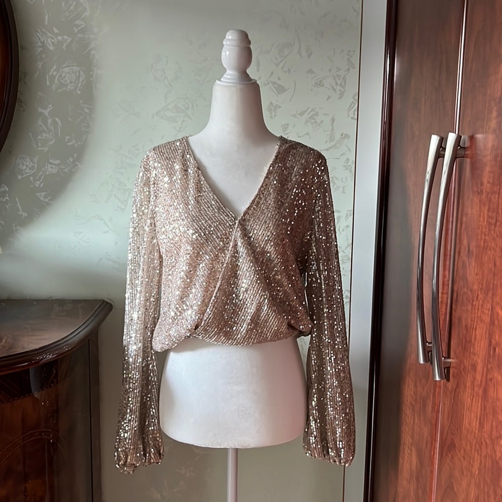 Light gold sequin top